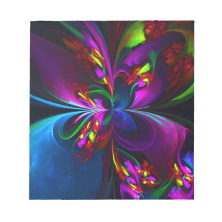 Bloco De Notas Padrão Azul Vermelho Abstrato Floral Moderno #15