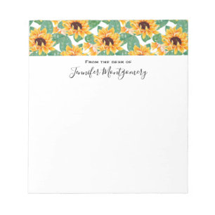 Bloco De Notas Padrão bonito de girassol amarelo e verde