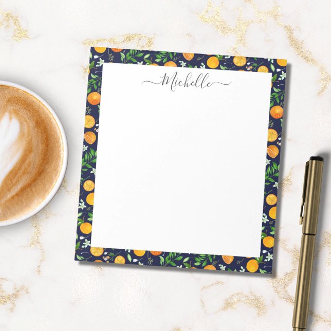 Bloco De Notas Padrão Botânico Floral de Citrus Summer (In situ)