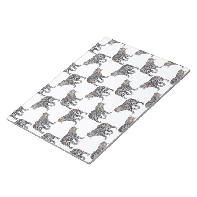 Bloco De Notas Padrão Branco Simples de Leopard Animal (Inclinado)