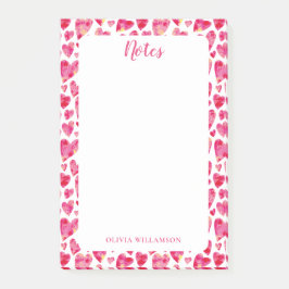 Bloco De Notas Padrão cardíaco rosa para fazer notas