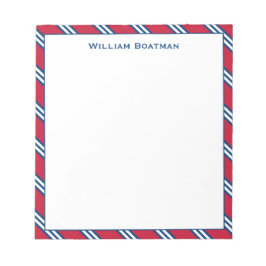 Bloco De Notas Padrão Clássico Vermelho e Marinho Diagonal Stripe
