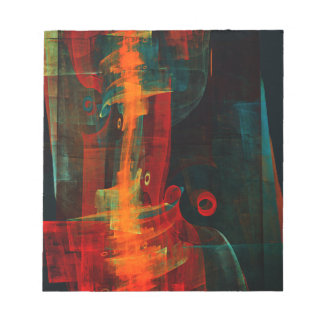 Bloco De Notas Padrão de Abstrato de Arte Moderno Vermelho Azul-L
