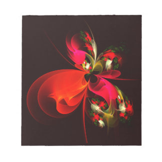 Bloco De Notas Padrão de Abstrato de Arte Vermelha Verde Floral M
