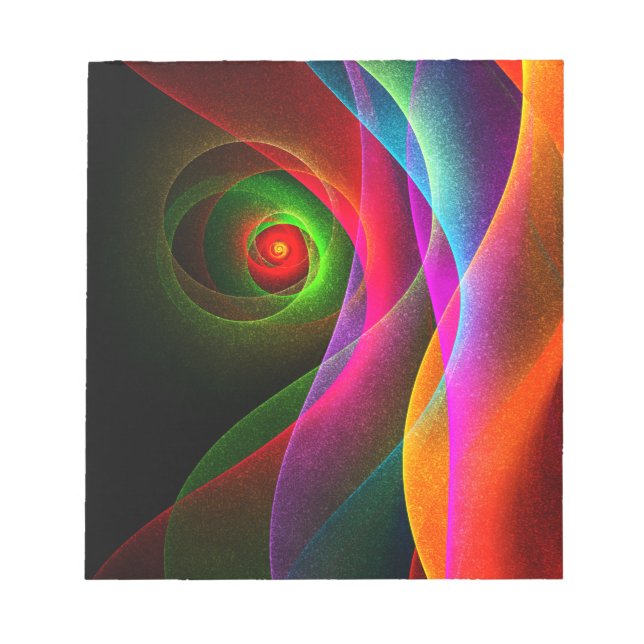 Bloco De Notas Padrão de Abstrato de Arte Vermelho Verde Laranja  (Frente)