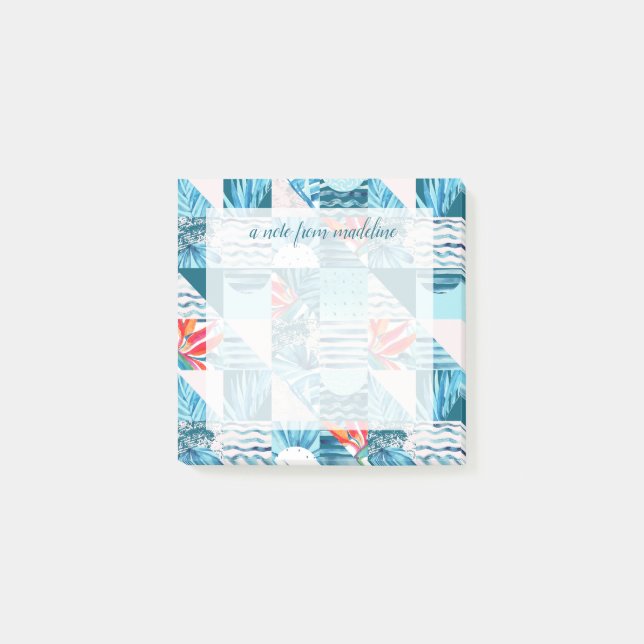 Bloco De Notas Padrão de Abstrato geométrica de chá tropical (Frente)