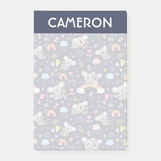 Bloco De Notas Padrão de Amor do Koala Rainbow (Frente)