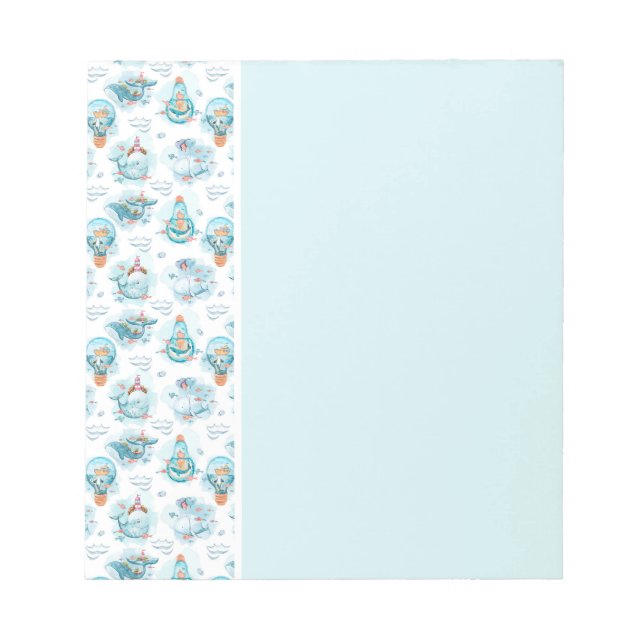 Bloco De Notas Padrão de Aquarela das Baleias Náuticas Cóticas (Frente)