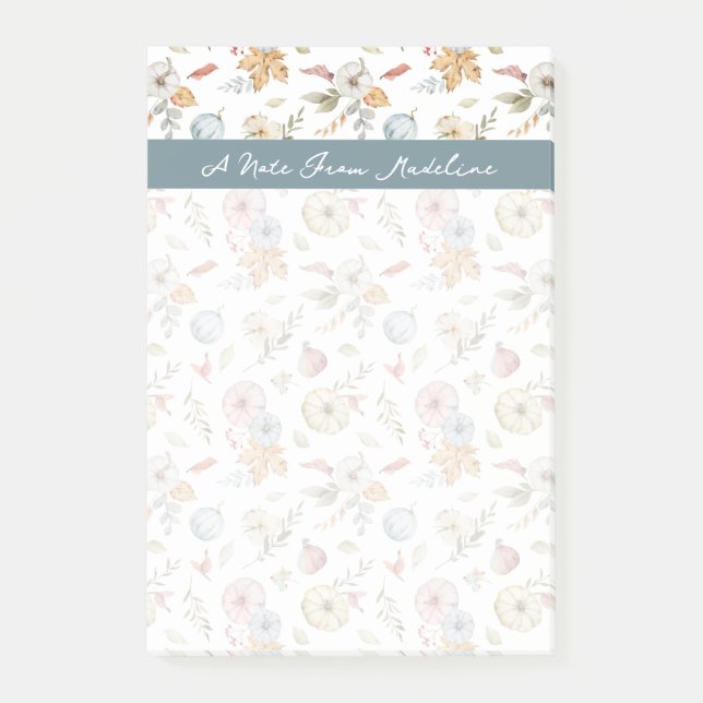 Bloco De Notas Padrão de Aquarela de outono elegante (Frente)