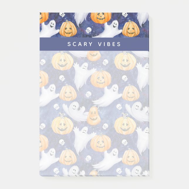 Bloco De Notas Padrão de Aquarela do Halloween (Frente)