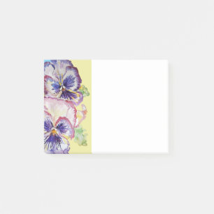 Bloco De Notas Padrão de Aquarela Pansy no Rosa e no Amarelo Pá