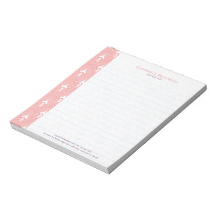 Bloco De Notas Padrão de arte-deco rosa e branco