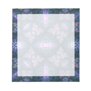 Bloco De Notas Padrão de Arte Fractal 3D Turquesa Roxo Rosa