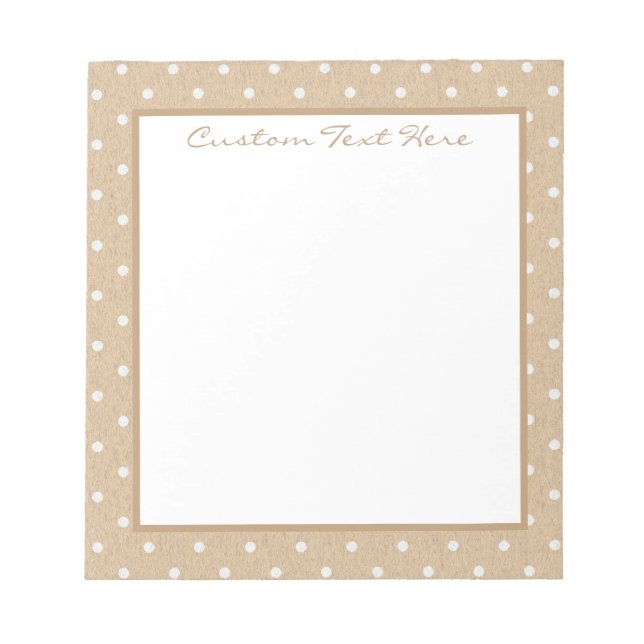 Bloco De Notas Padrão de Bolinhas branca bege-claro personalizado (Frente)