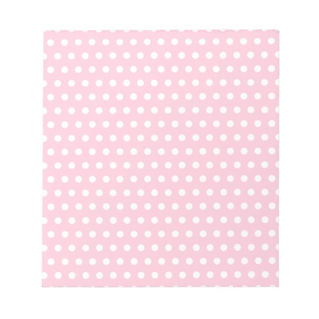 Bloco De Notas Padrão de Bolinhas rosa e branco. (Frente)