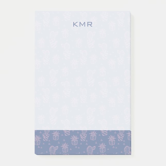 Bloco De Notas Padrão de Cactus de Cartoon Rosa e Roxo (Frente)