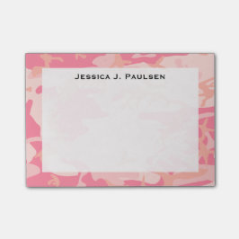 Bloco De Notas Padrão de Camuflagem Rosa e Pêssego Monograma