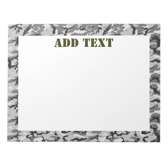 Bloco De Notas Padrão de Camuflagem Urbana - Preto e Cinza (Frente)