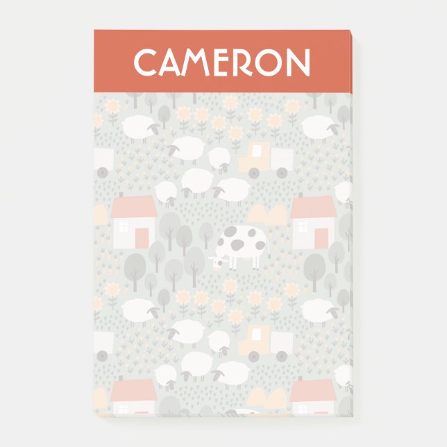 Bloco De Notas Padrão de Cena de Fazenda Fofa (Frente)