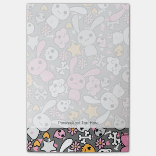Bloco De Notas padrão de cinzas kawaii