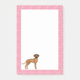 Bloco De Notas Padrão de Coração de Amor pelo Cão Ridgeback da Ro