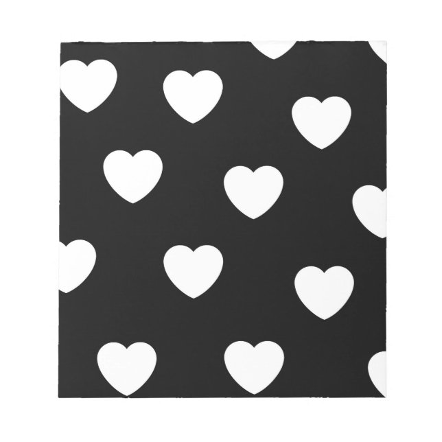 Bloco De Notas Padrão de Coração Preto e Branco (Frente)