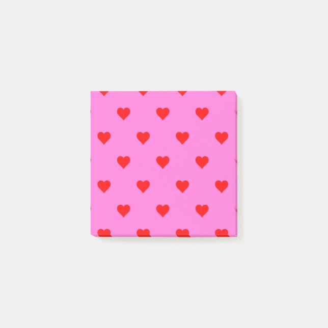 Bloco De Notas Padrão de Coração Rosa Vermelho Retroativo (Frente)