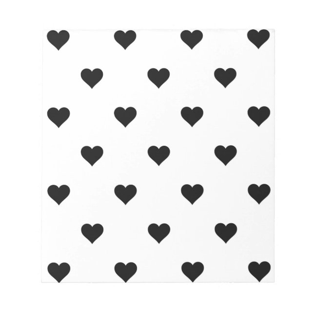 Bloco De Notas Padrão de Coração Simples Preto e Branco Cute (Frente)