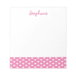 Bloco De Notas Padrão de Corações Cor-de-Rosa Nome Personalizado 