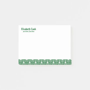 Bloco De Notas Padrão de Deco de Arte Verde e Branca, Texto Perso