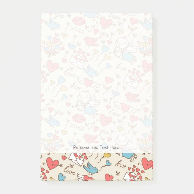 Bloco De Notas Padrão de Dia de os namorados com Cupid (Frente)