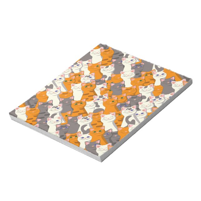 Bloco De Notas Padrão de diagonal do gato preto branco do Ginger (Invertido)