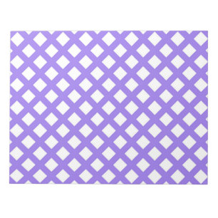 Bloco De Notas Padrão de Diamante Xadrez Branco Roxo