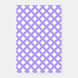 Bloco De Notas Padrão de Diamante Xadrez Branco Roxo