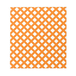 Bloco De Notas Padrão de Diamante Xadrez Laranja Branco
