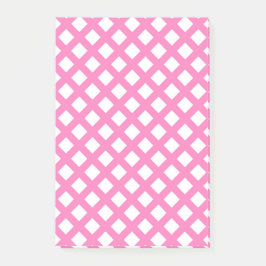 Bloco De Notas Padrão de diamante xadrez rosa e branco
