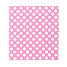 Bloco De Notas Padrão de diamante xadrez rosa e branco