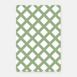 Bloco De Notas Padrão de Diamante Xadrez Verde Branco