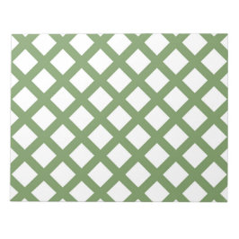 Bloco De Notas Padrão de Diamante Xadrez Verde Branco