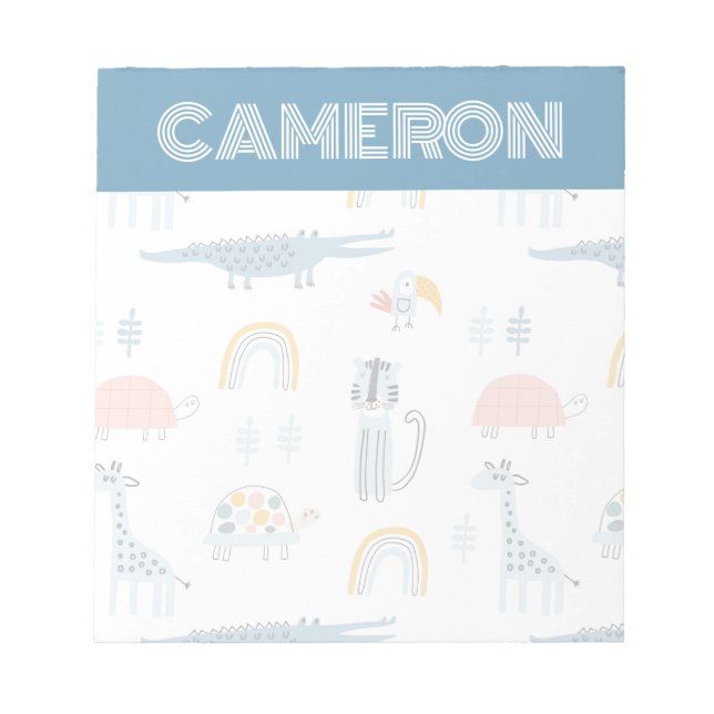 Bloco De Notas Padrão de Diversão de Animais de Doodle (Frente)