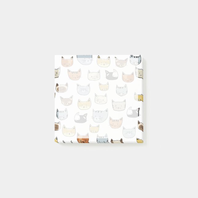 Bloco De Notas Padrão de Doodle do Rosto de Gato (Frente)