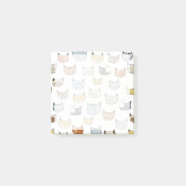 Bloco De Notas Padrão de Doodle do Rosto de Gato