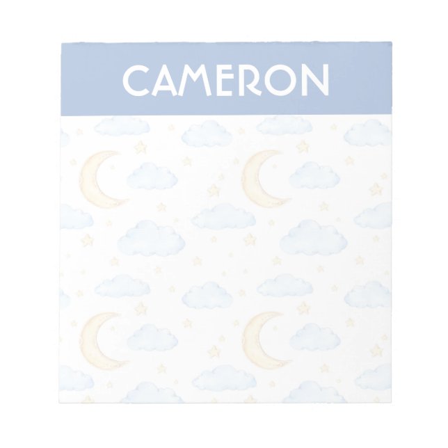 Bloco De Notas Padrão de estrelas e nuvens de aquarela (Frente)