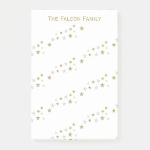 Bloco De Notas Padrão de Estrelas Personalizadas em Prata e Ouro
