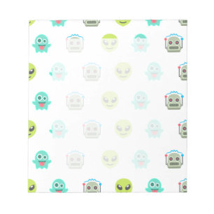 Bloco De Notas Padrão de Face de Robô Fantasma Alien Emoji Legal