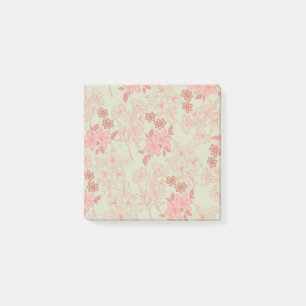 Bloco De Notas Padrão de Flor Verde Cor-de-Rosa Y2K 70s