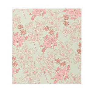 Bloco De Notas Padrão de Flor Verde Cor-de-Rosa Y2K 70s
