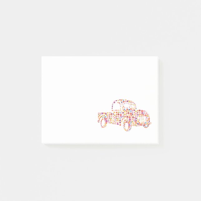 Bloco De Notas Padrão de Flores em Caminhonete Antiga (Frente)