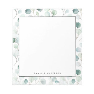 Bloco De Notas Padrão de Folhas de Eucalipto Azul Dusty Personal