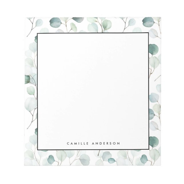 Bloco De Notas Padrão de Folhas de Eucalipto Azul Dusty Personali (Frente)